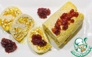 Рулет из фарша индейки с овощами и яйцами