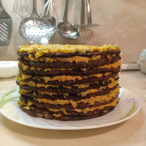 Печеночный торт с грибами Печеночный торт с грибами